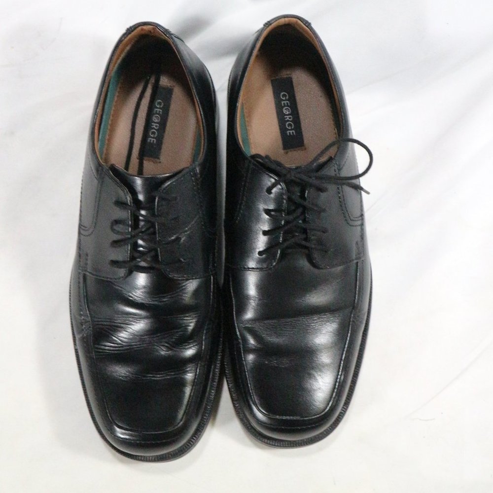 GEORGE Chad Black leather Narrow Width Oxfords - Picture 4 of 12
